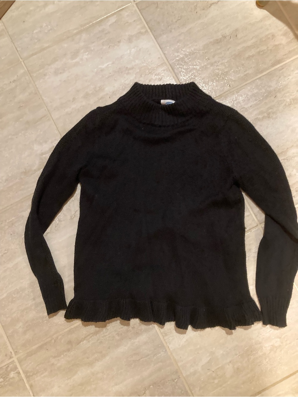 Old Navy Black Mock Neck Sweater with Ruffle Hem